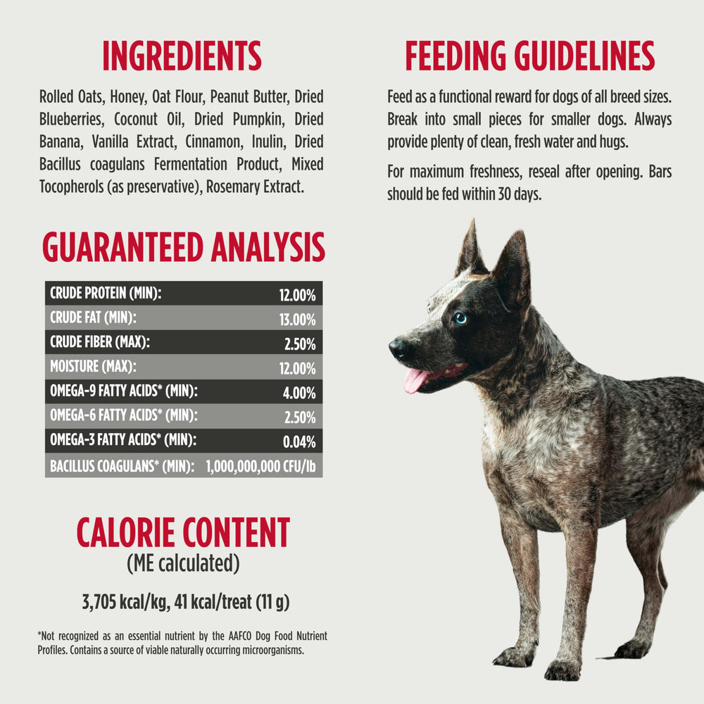 Nulo barra granola funcional prebióticos y probióticos para apoyar la digestión de tu perro