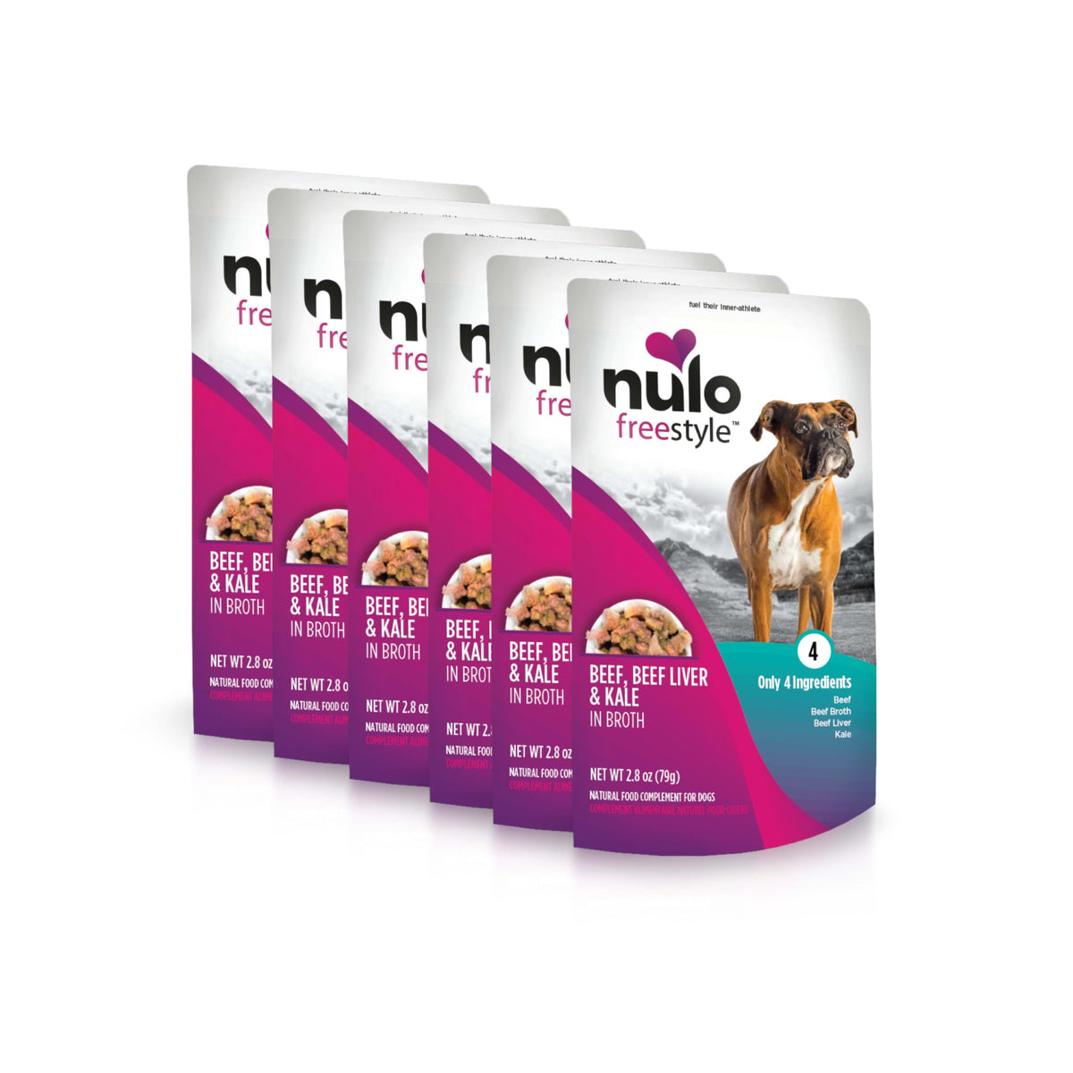 Nulo Freestyle boeuf foie kale dans bouillon, texture appétissante pour chien.
