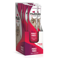 Nulo Freestyle Purés Atún y Cangrejo, envase visible para recompensas sabrosas.
