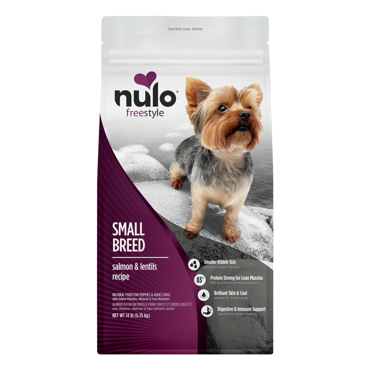 Nulo Freestyle seco para perros pequeños con salmón y lentejas, favorece músculo magro.