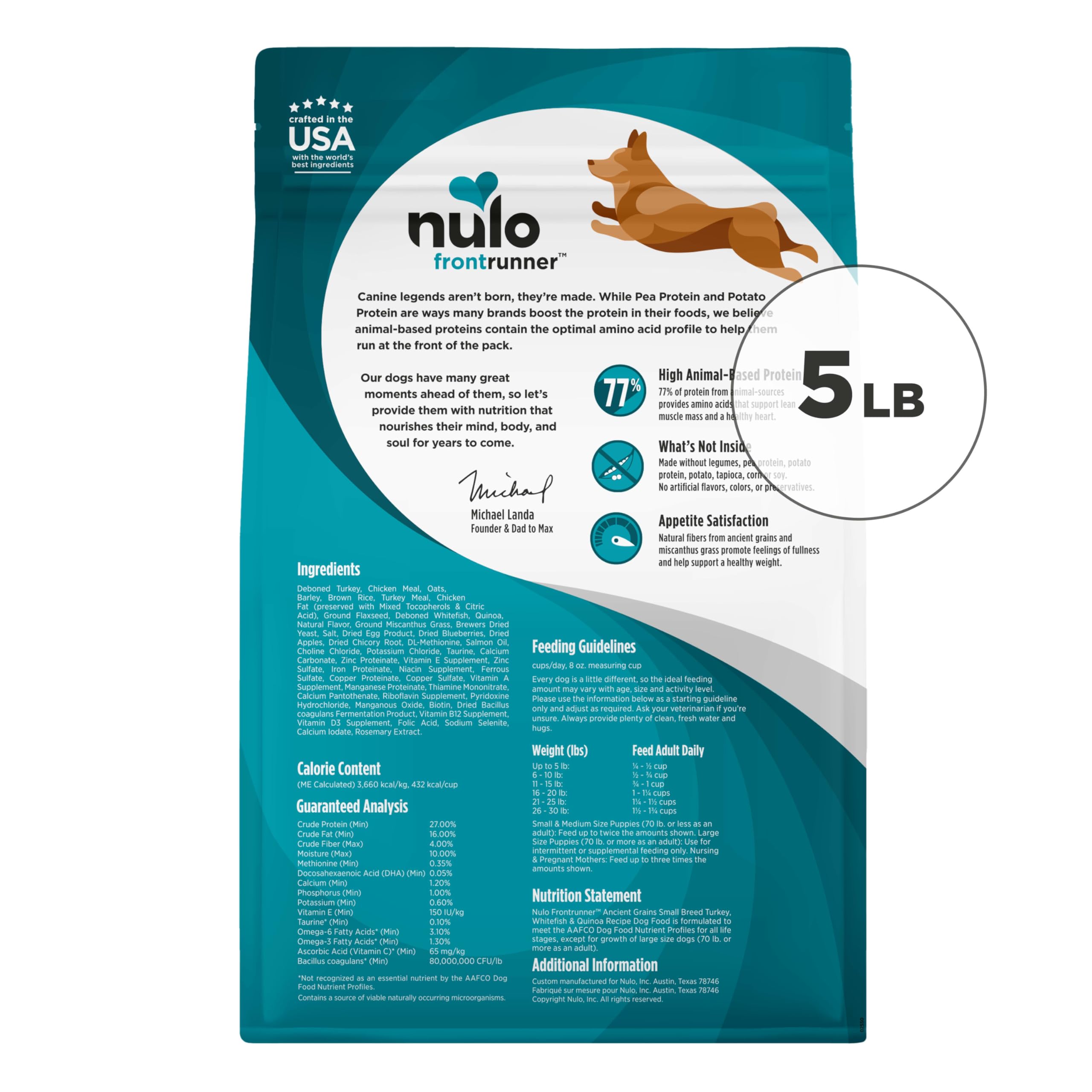 Nulo Frontrunner alimento natural para mascotas, elaborado en EE. UU. con control de calidad.