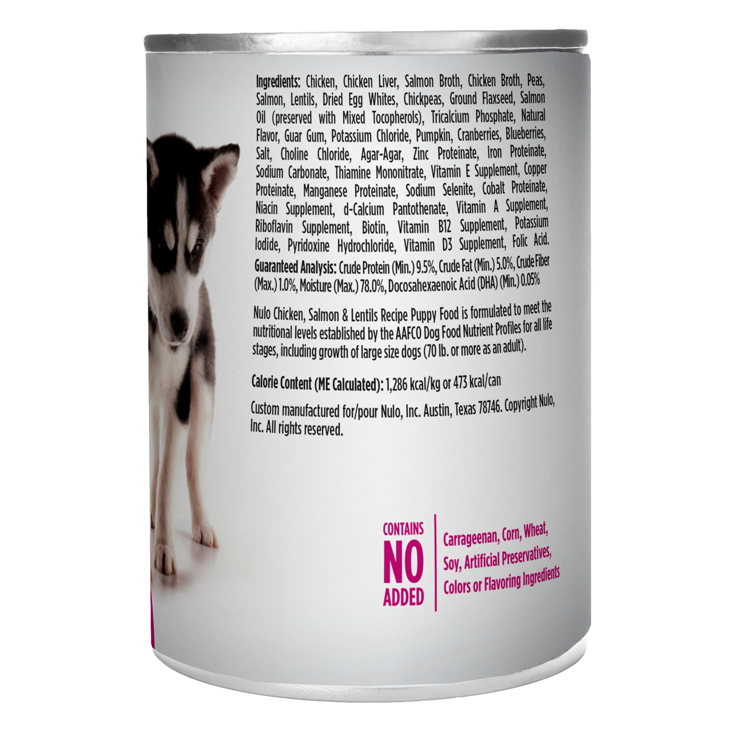 Nulo Puppy: presentación en 12 latas de 13 onzas