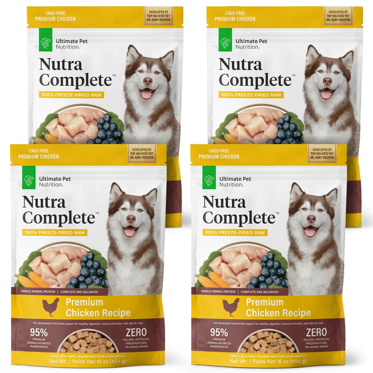 Nutra Complete de Ultimate Pet Nutrition en empaque de bolsa de 1 libra para dieta canina.