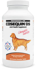 Nutramax Cosequin DS 250 pastillas masticables en envase, fáciles de administrar.