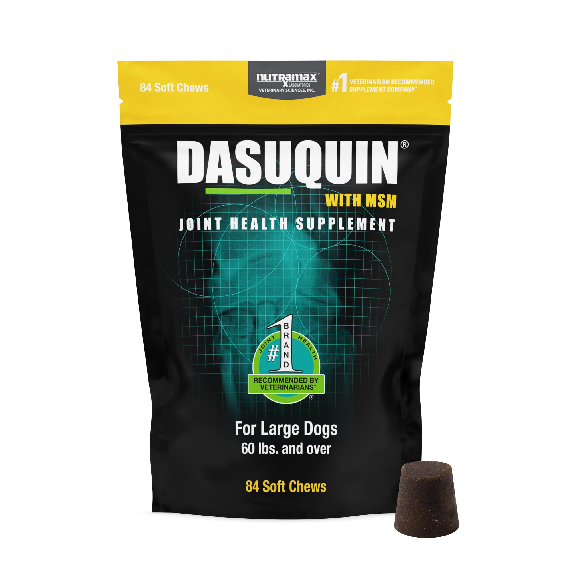 Nutramax Dasuquin para perros grandes: gomitas suaves para uso diario y movilidad.
