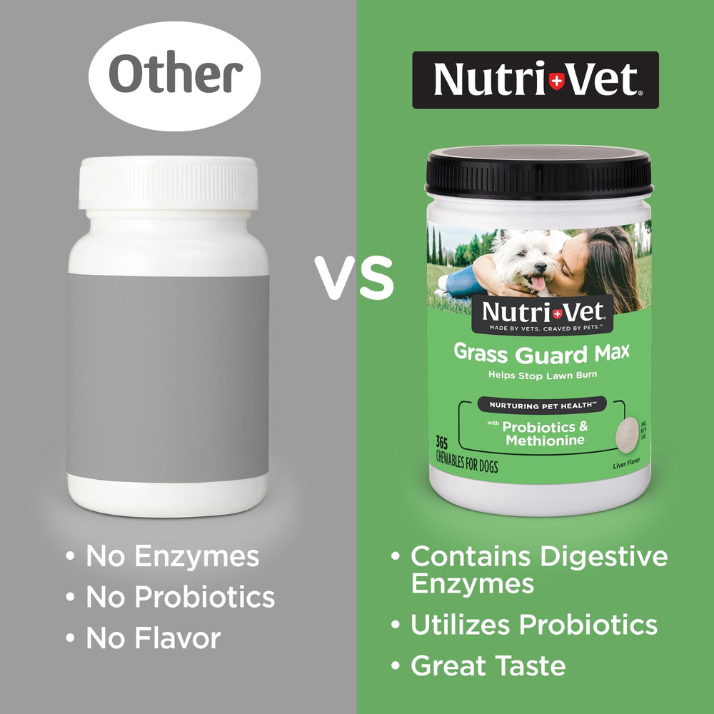 Nutri-Vet Grass Guard mejora la digestión con probióticos y enzimas para perros.