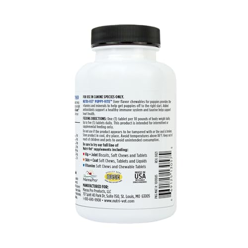 Nutri-Vet Puppy-Vite uso diario para energía y salud.