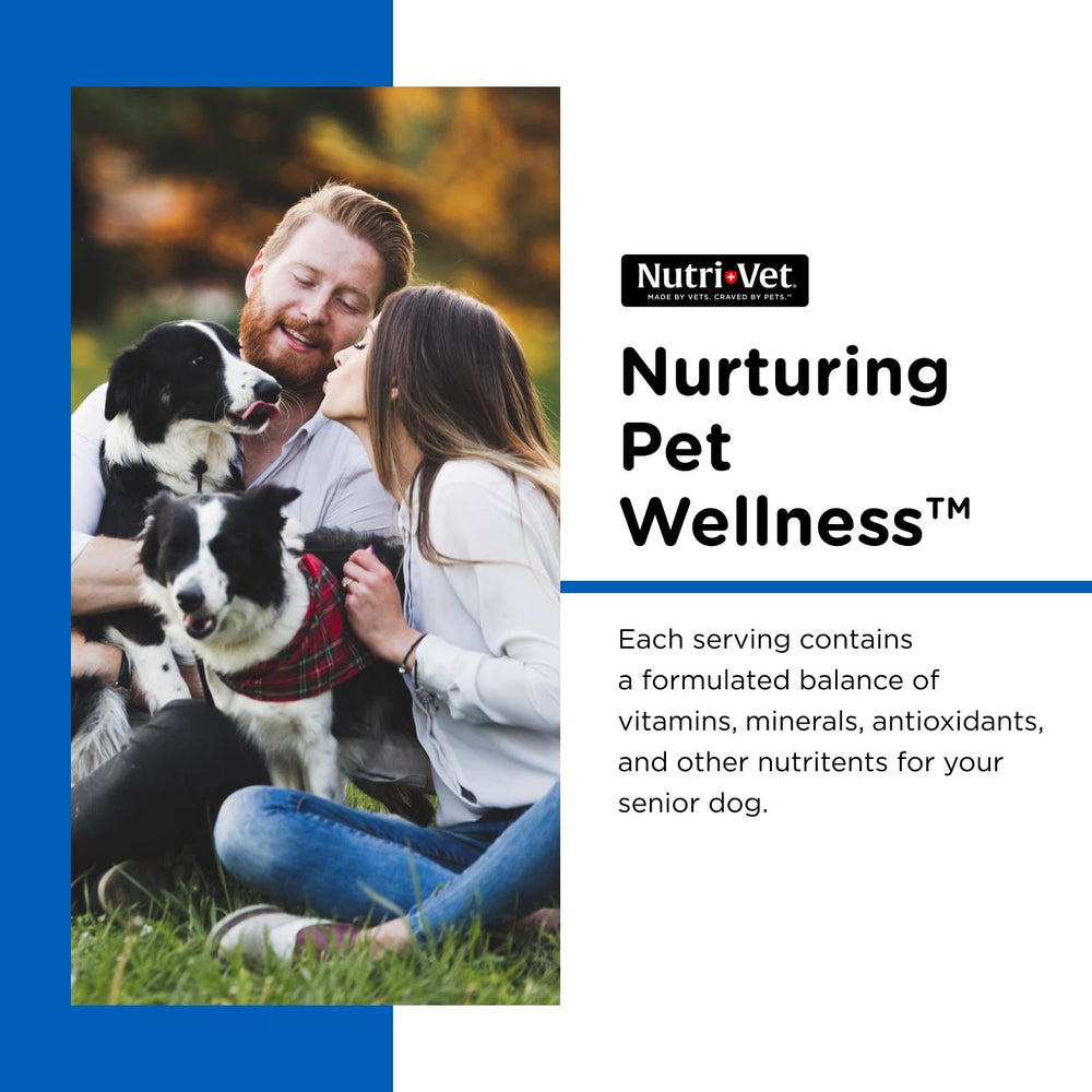 Nutri-Vet Senior-Vite, sabor a hígado, facilita la aceptación diaria.