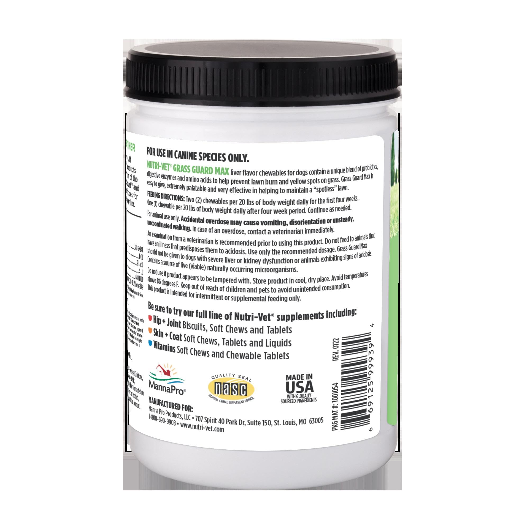 Nutri-Vet Grass Guard uso diario para perros, fácil de administrar.