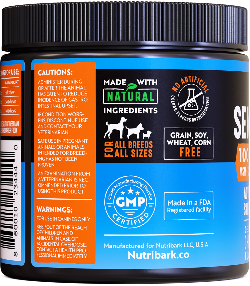 Nutribark glucosamina para perros, porción fácil de servir.