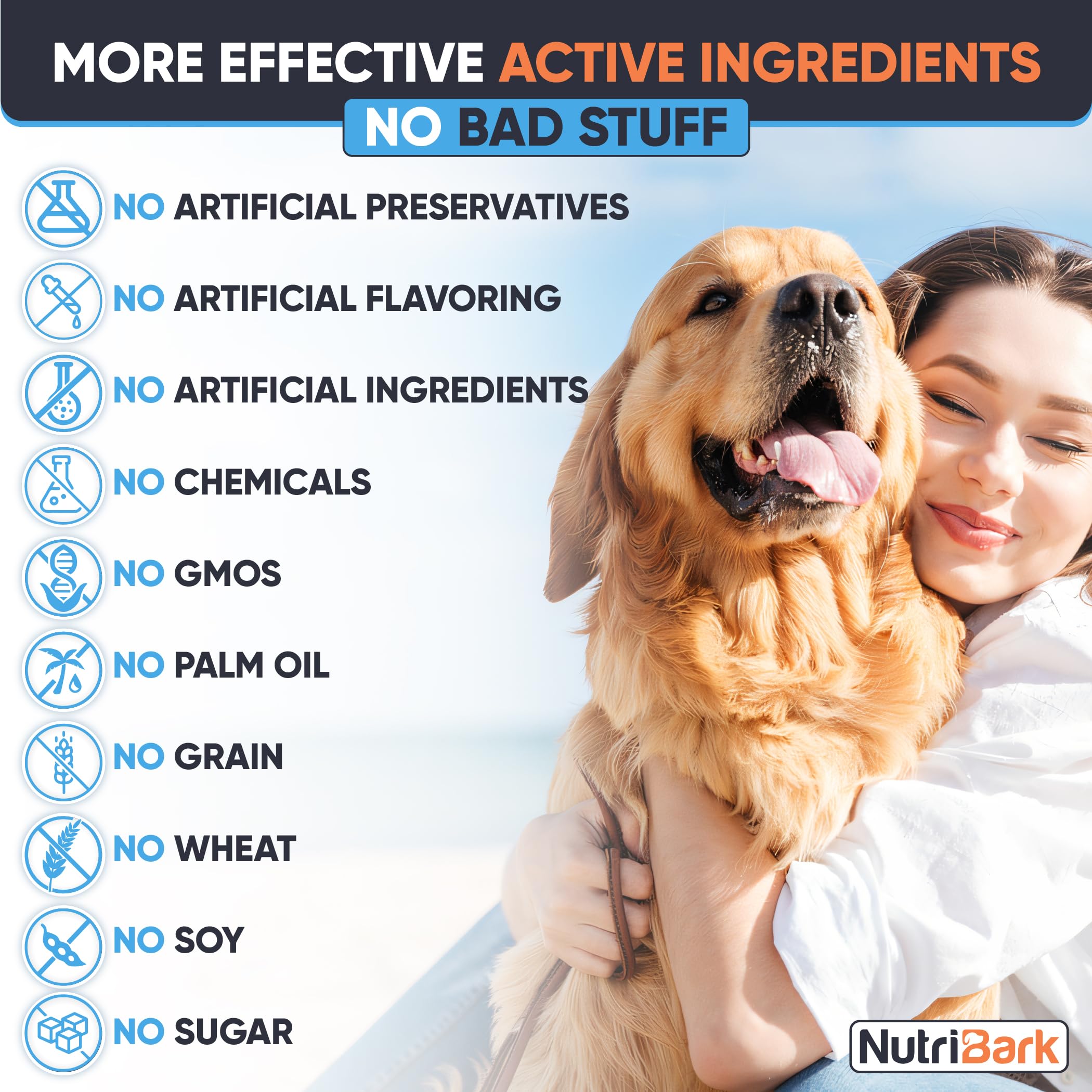 Nutribark glucosamina para perros, ingredientes naturales y sin granos.