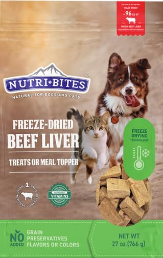 NutriBites hígado de res deshidratado, saco grande, premio ideal para entrenamiento.