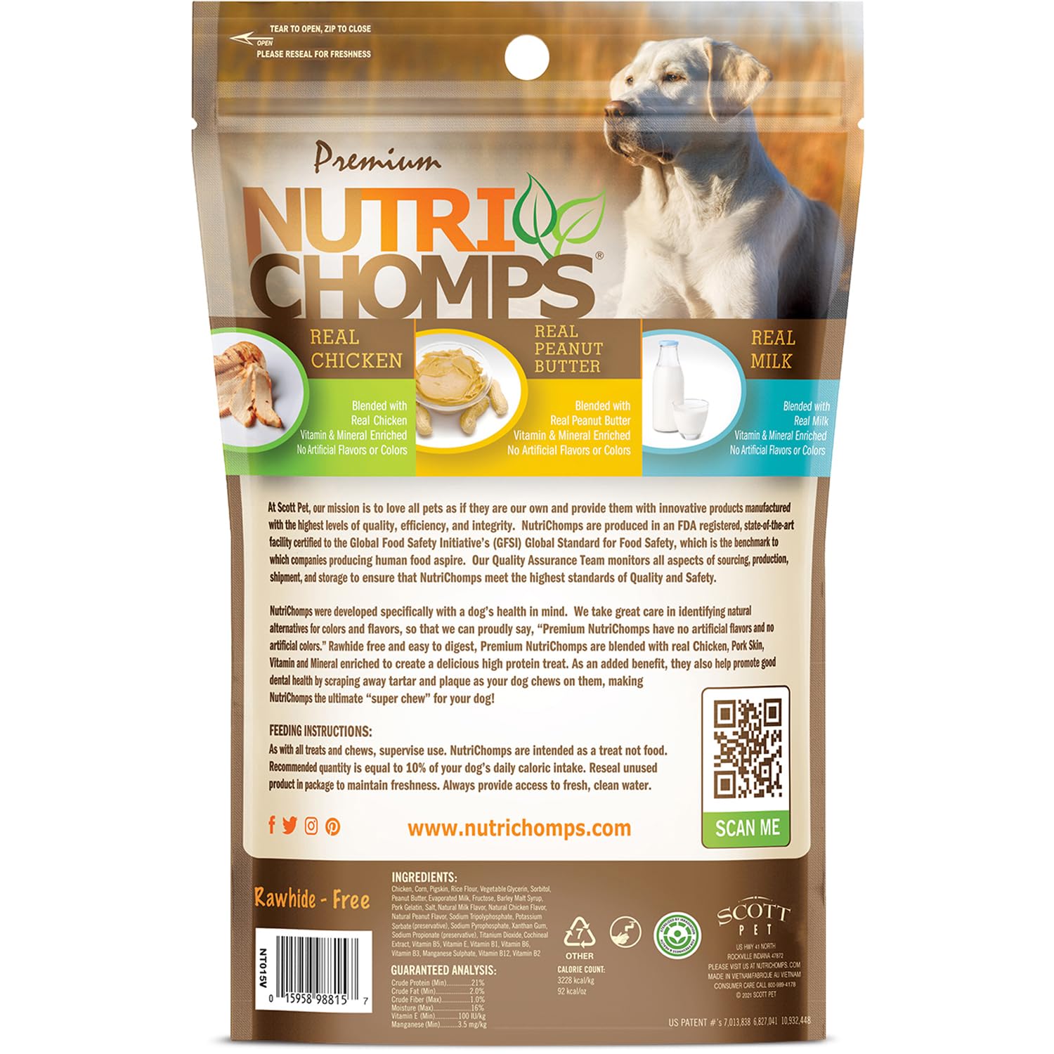 NutriChomps paquete con cierre reutilizable para frescura.