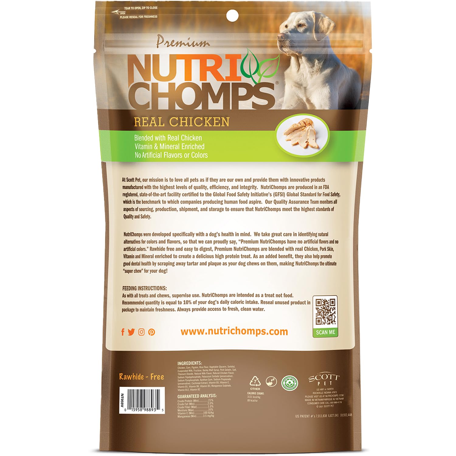 NutriChomps ingredientes naturales, fórmula nutritiva para perros activos