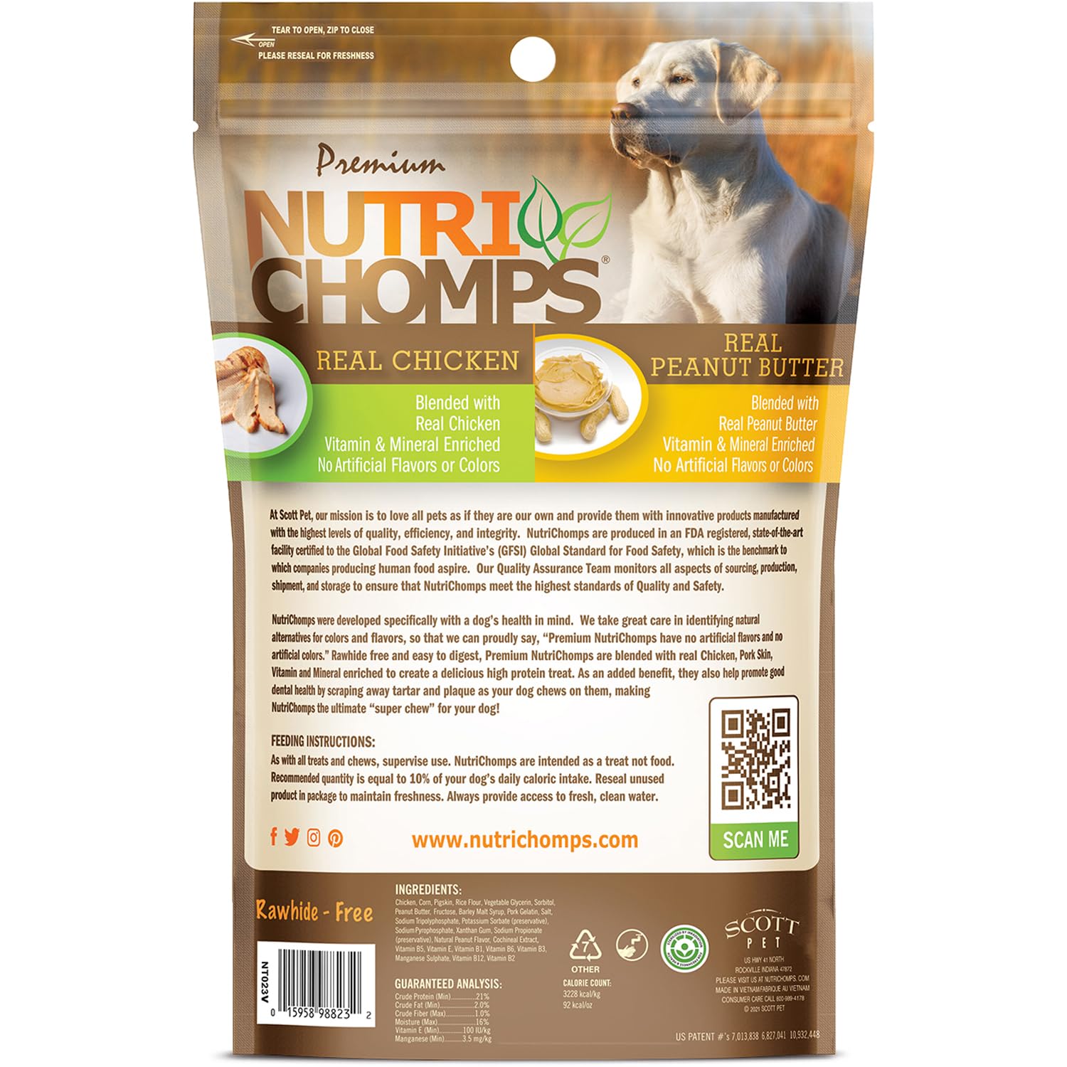 NutriChomps sabor cacahuete crema, aroma tentador para perros.