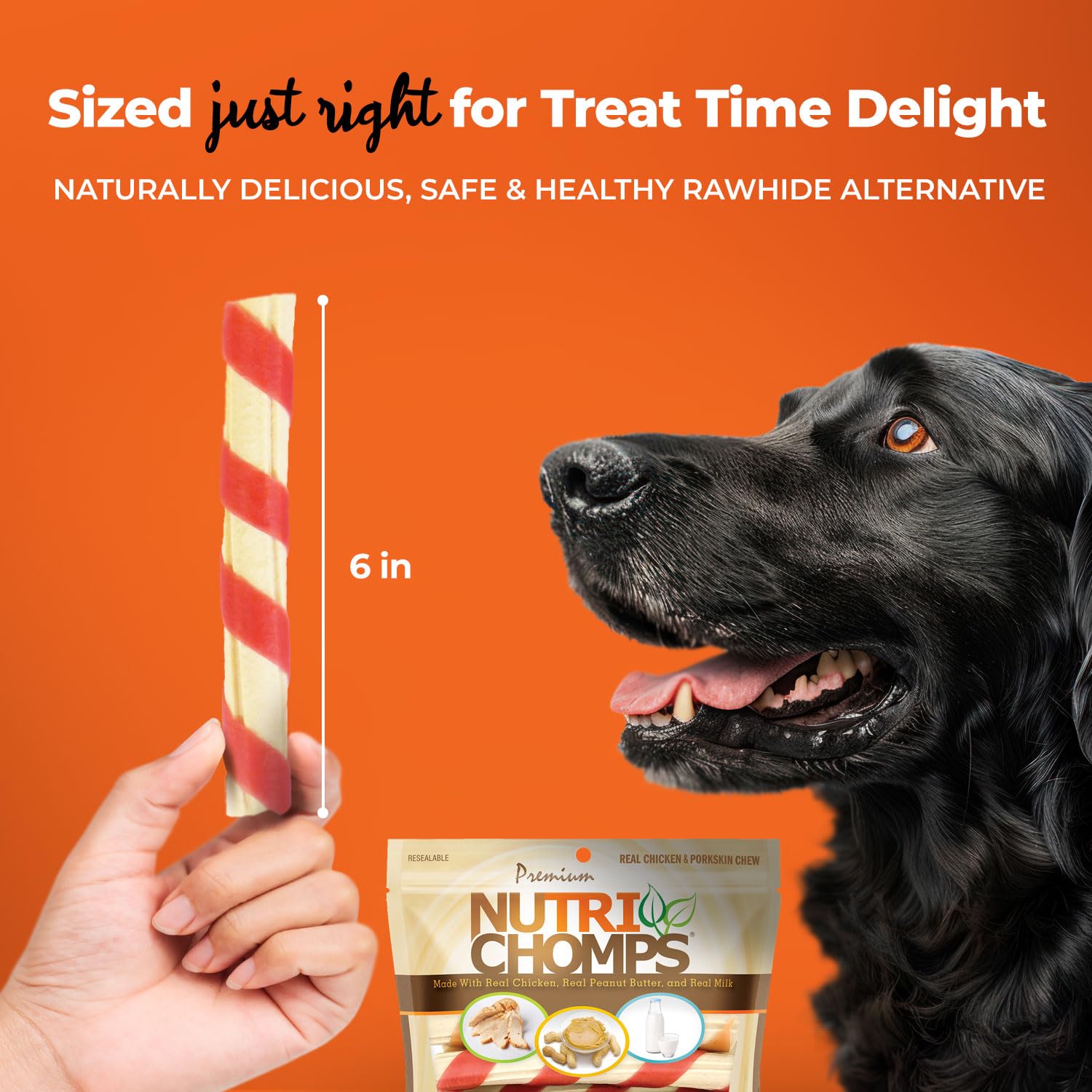 NutriChomps sabor mantequilla de maní, favorito de muchos perros.