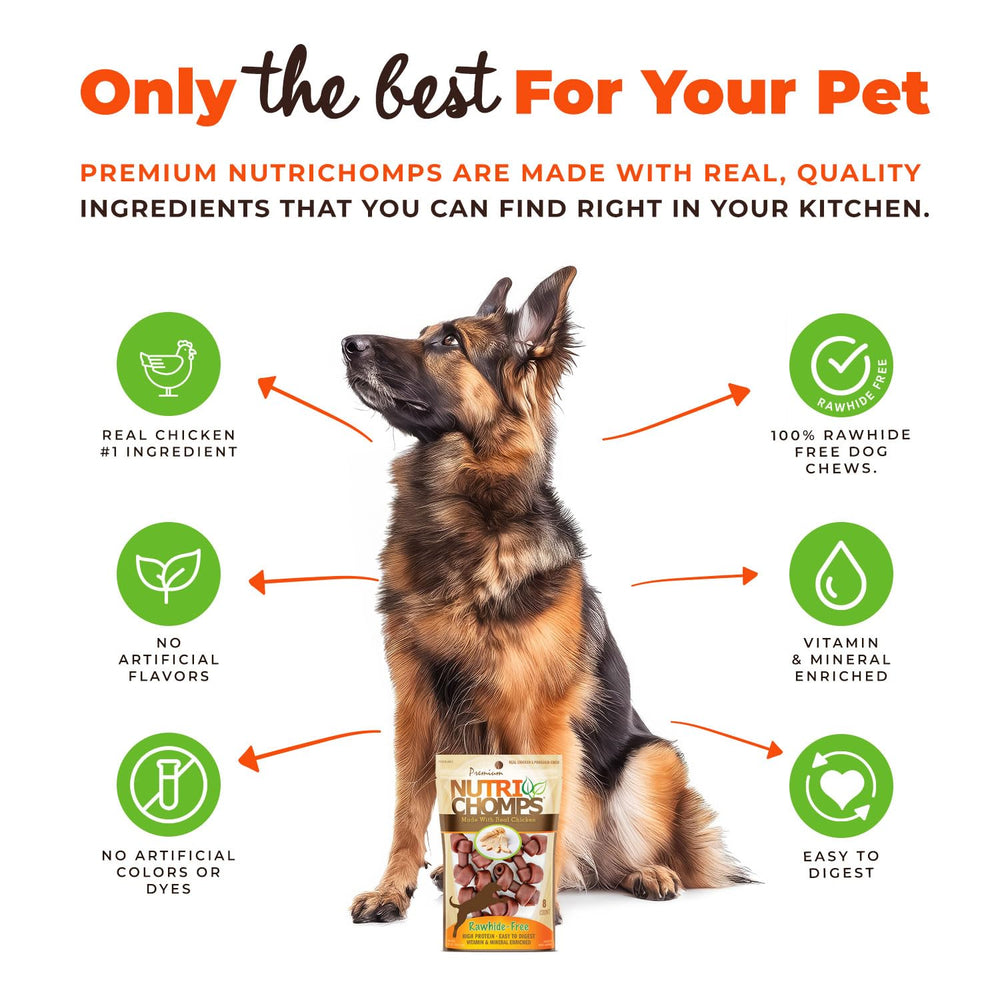 NutriChomps sin-cascara: snack fácil de digerir para perros.