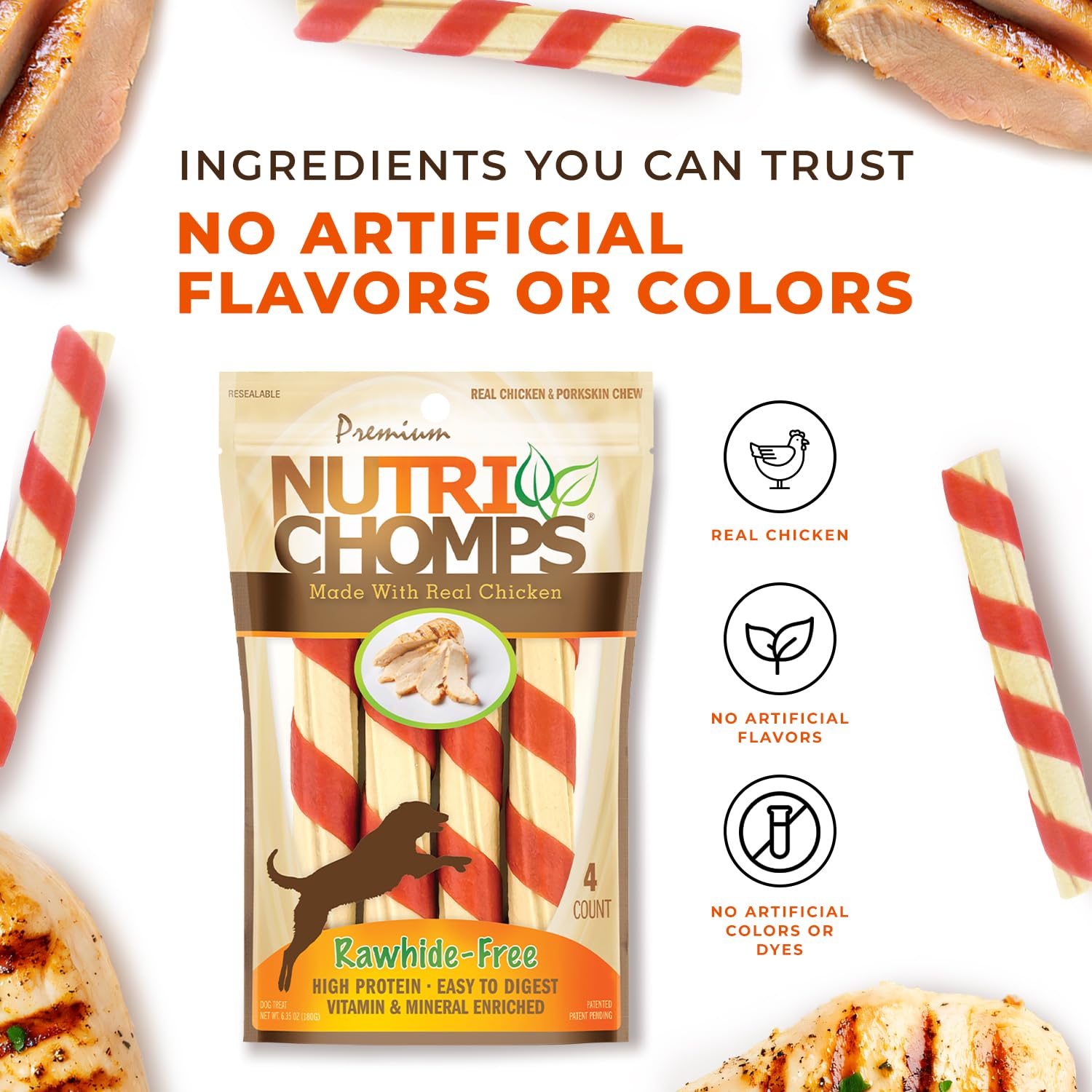 NutriChomps masticables para perros sin cuero crudo