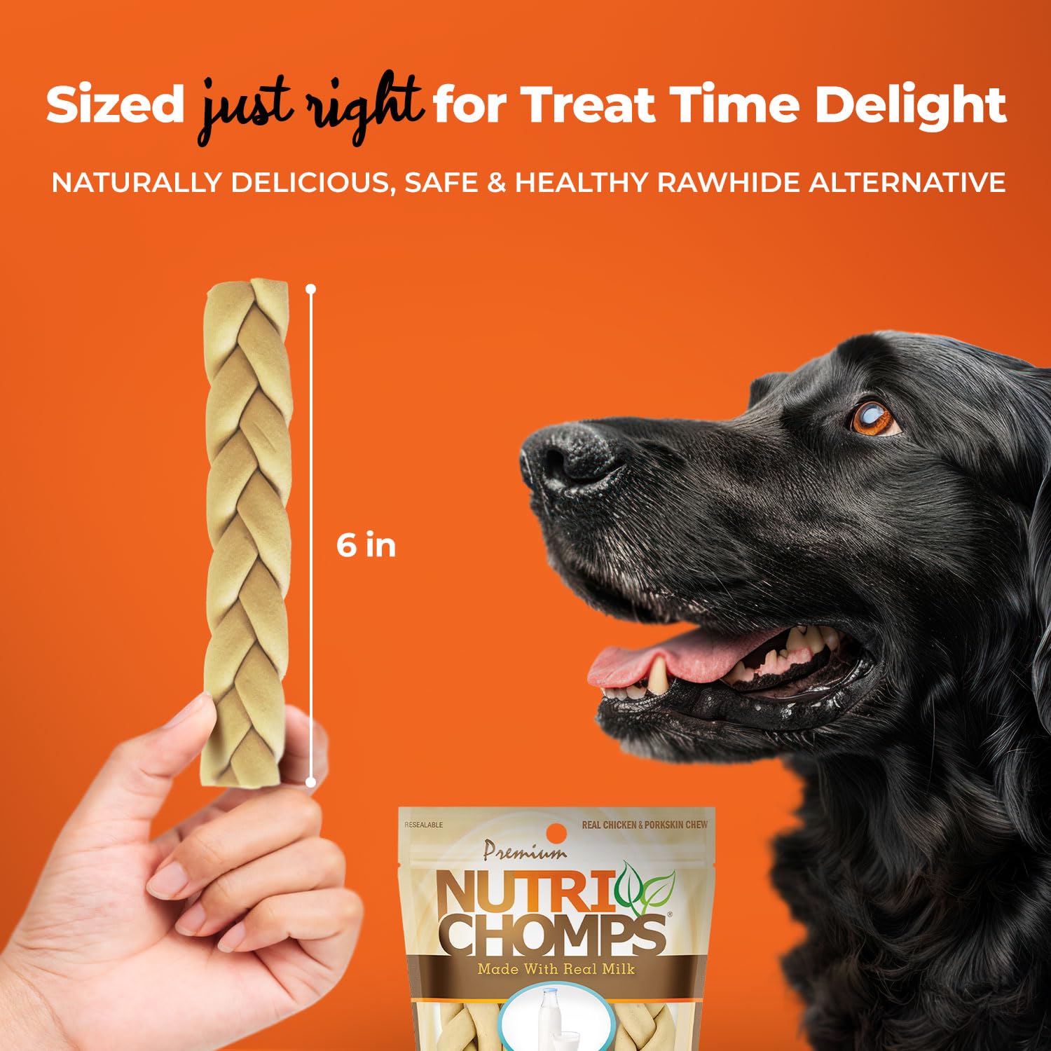 NutriChomps sin cuero crudo, opción fácil de digerir para perros.
