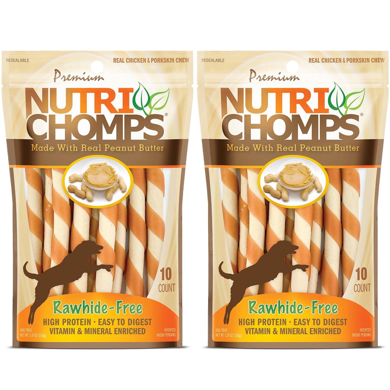 NutriChomps torsades 5 pouces, mastication agréable et digeste.