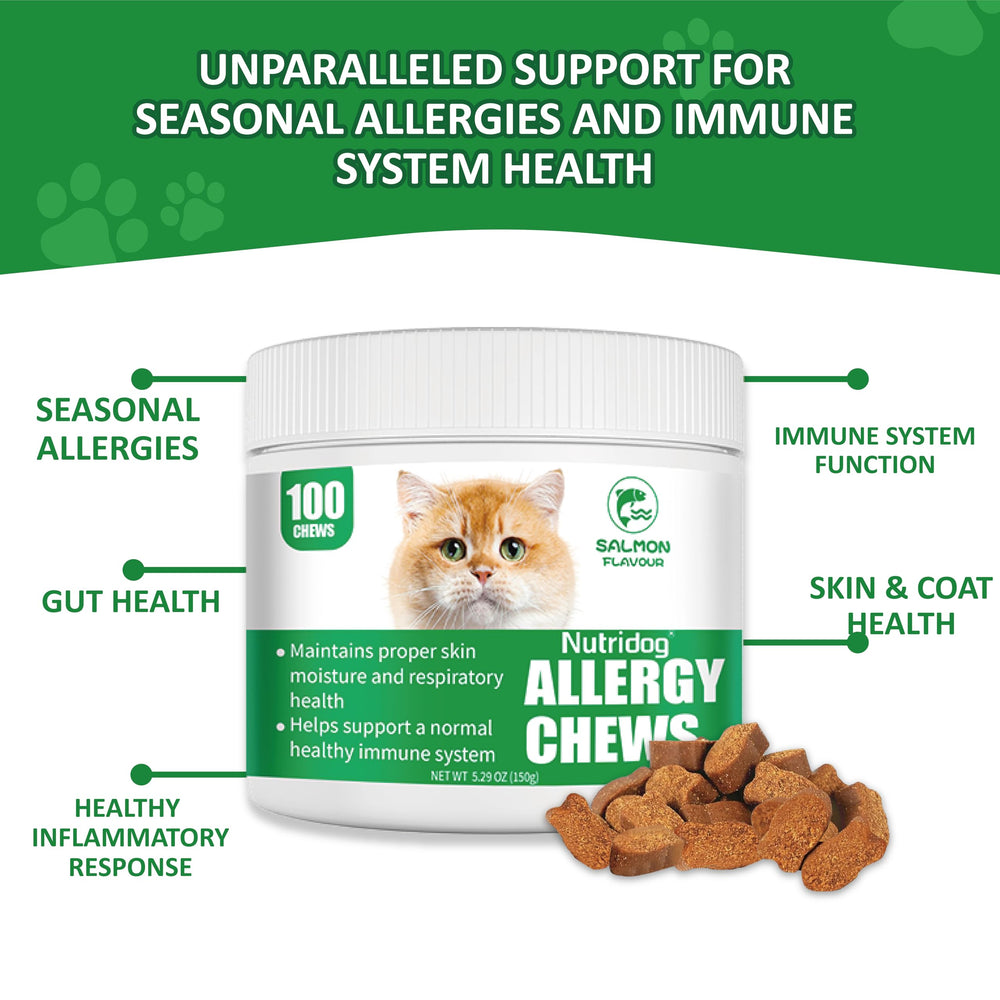 NutriDog Cat Allergy Relief Chews textura blanda facilita la masticación diaria