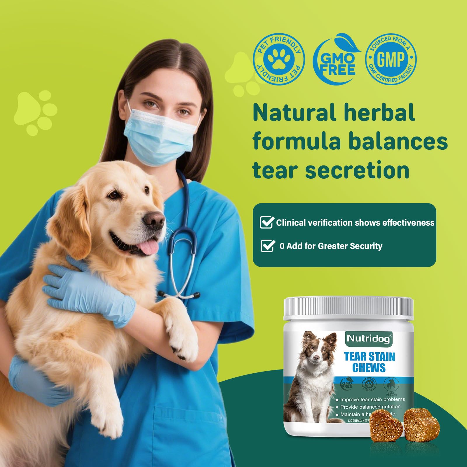 Mezcla ocular con luteína y eyebright en Nutridog para ojo saludable.