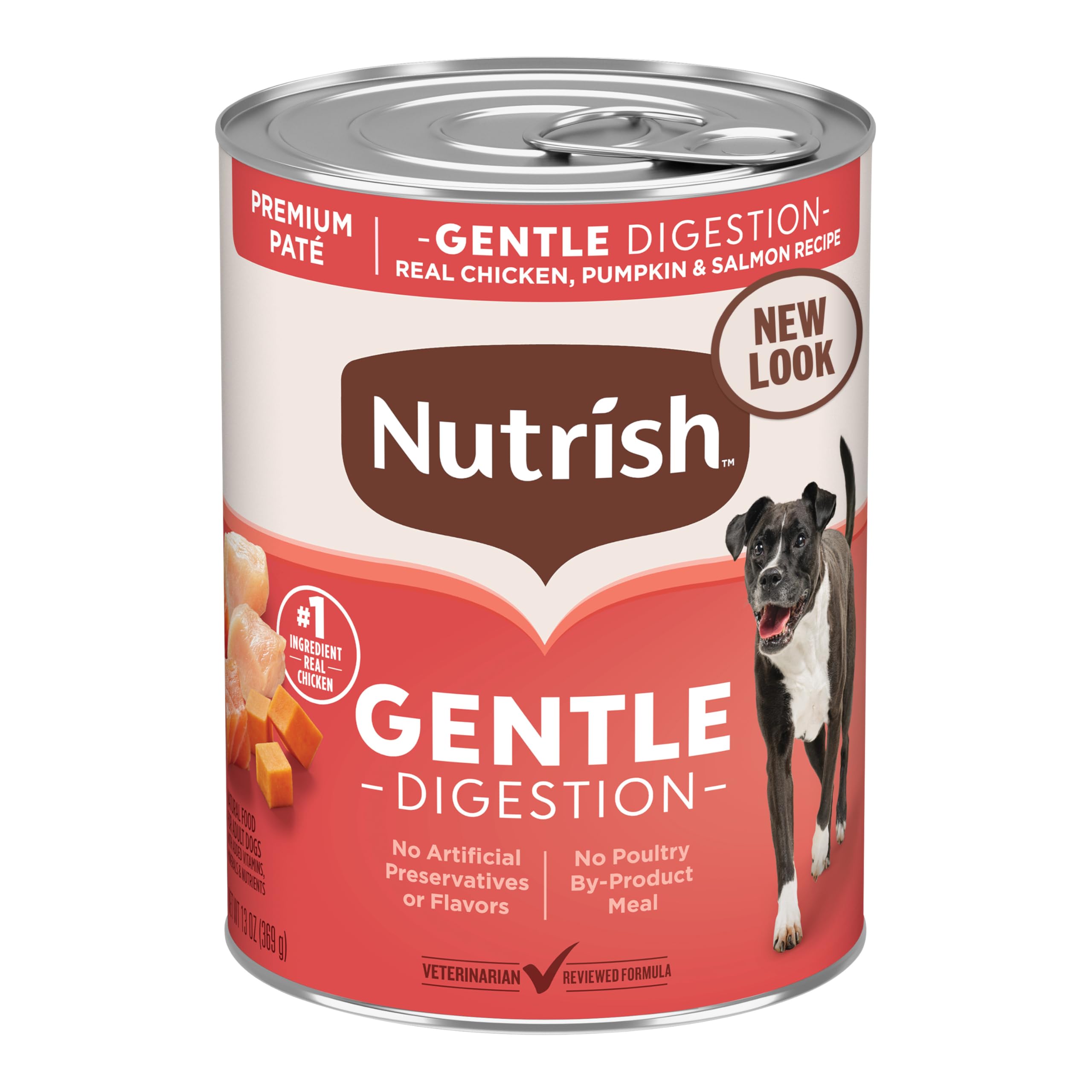 Nutrish paté con arroz integral para nutrición equilibrada.