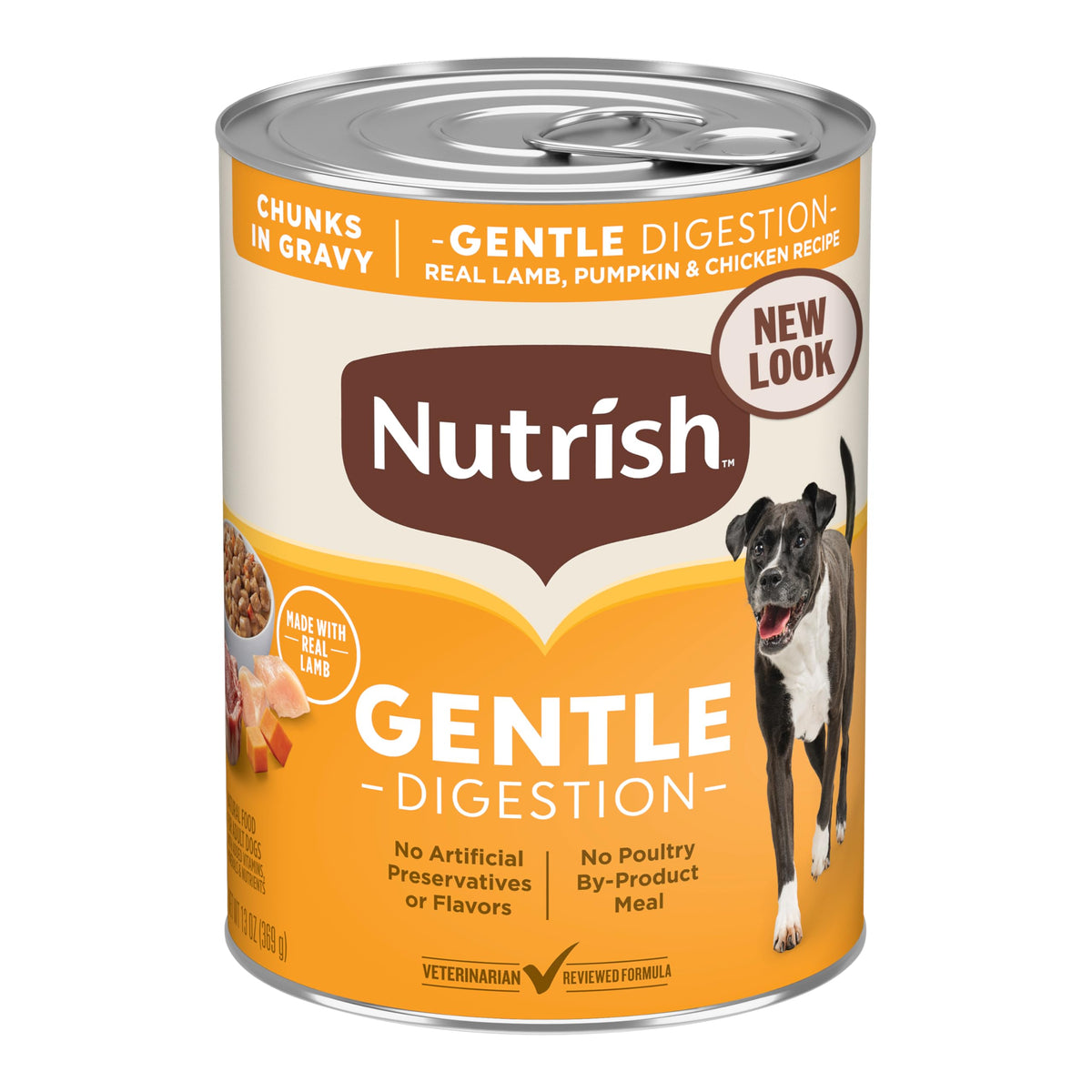 Nutrish Digestión suave: trozos de cordero en salsa con calabaza para digestión suave.