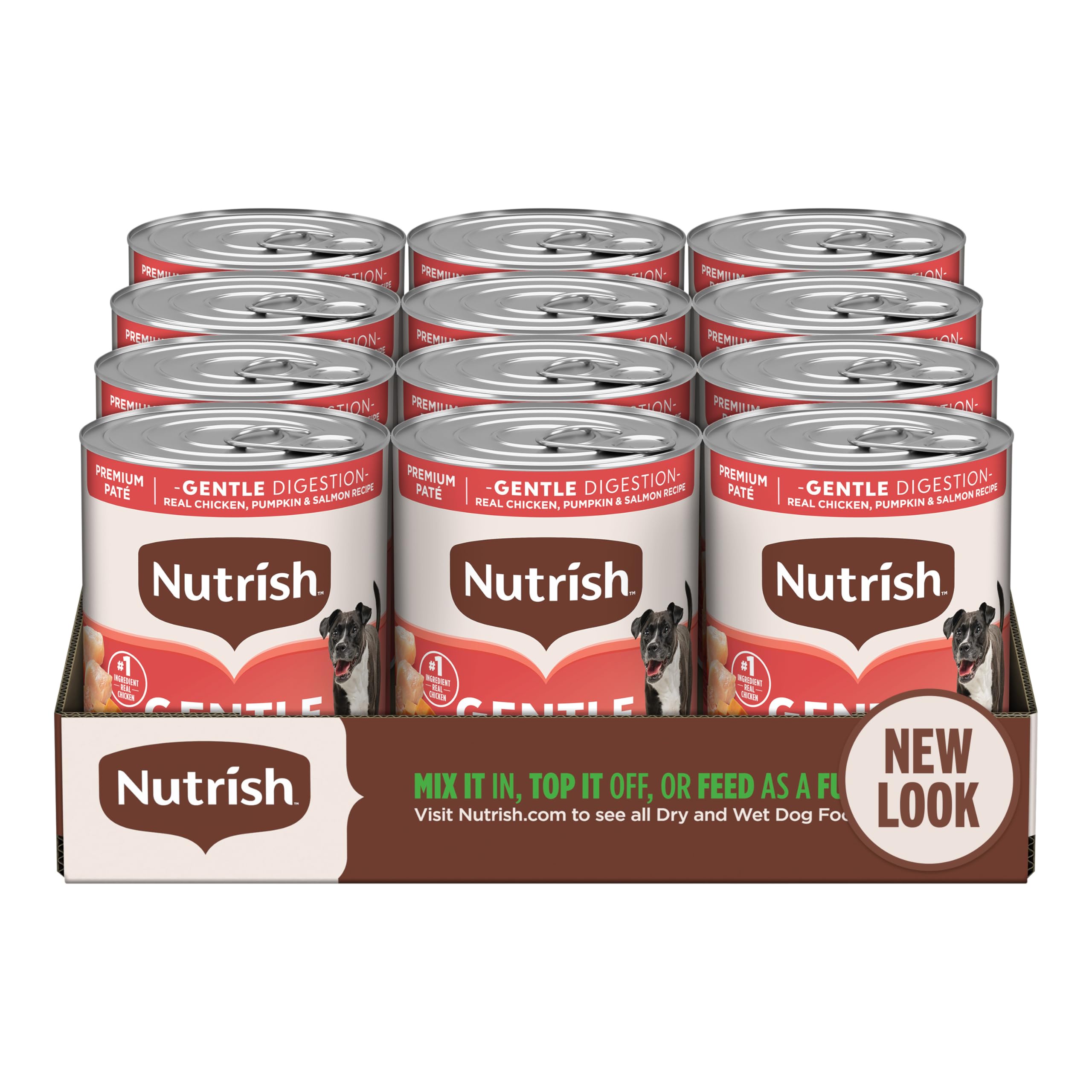 Nutrish paté suave con pollo real para perros, apoyo digestivo suave.