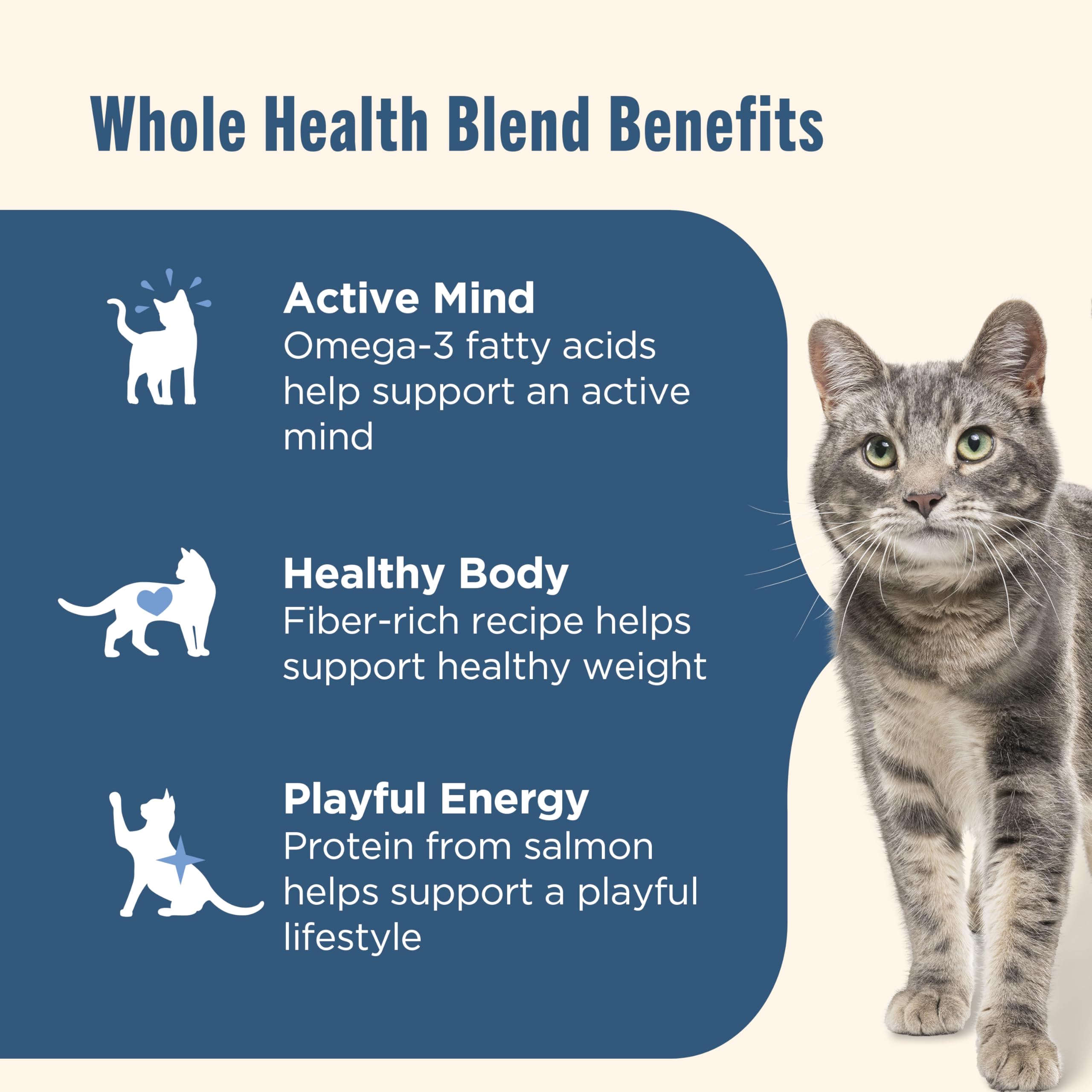 Alimento natural para gatos de todas las edades con nutrientes añadidos.