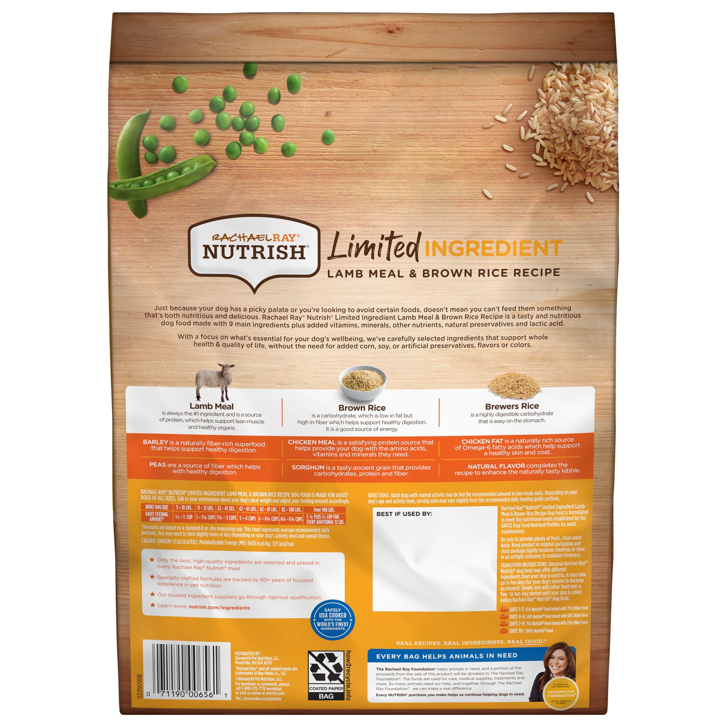 Nutrish ingrediente principal harina de cordero, fuente simple de proteína