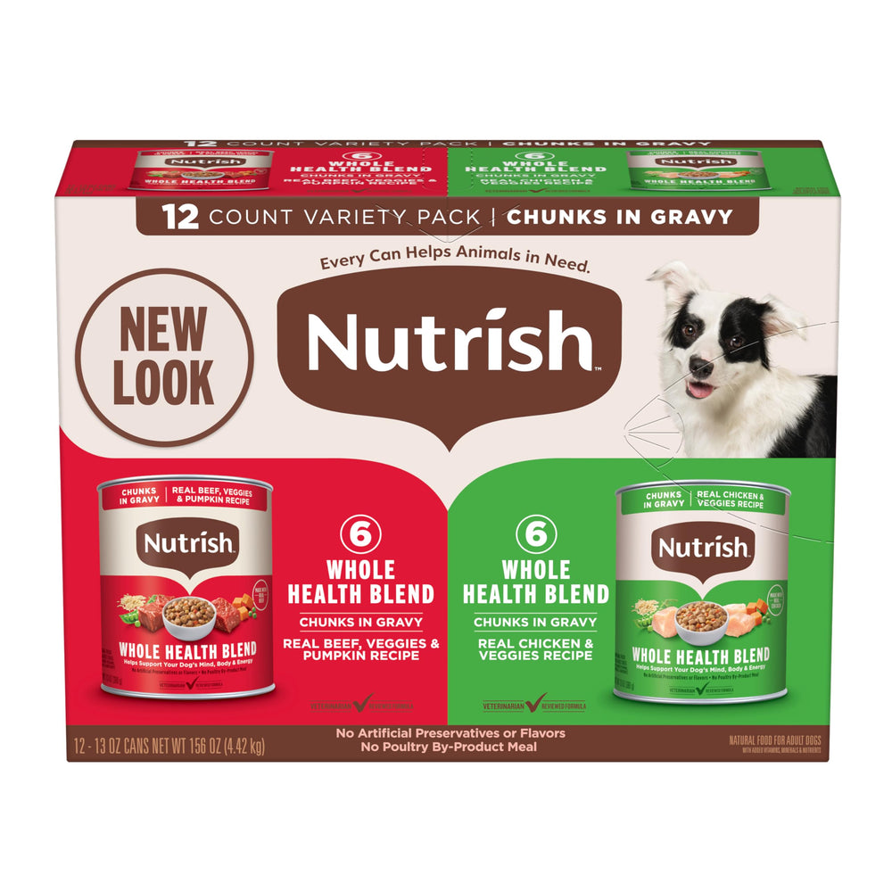 Nutrish latas-13oz-variedad-salsa para perros adultos, sabor sabroso.