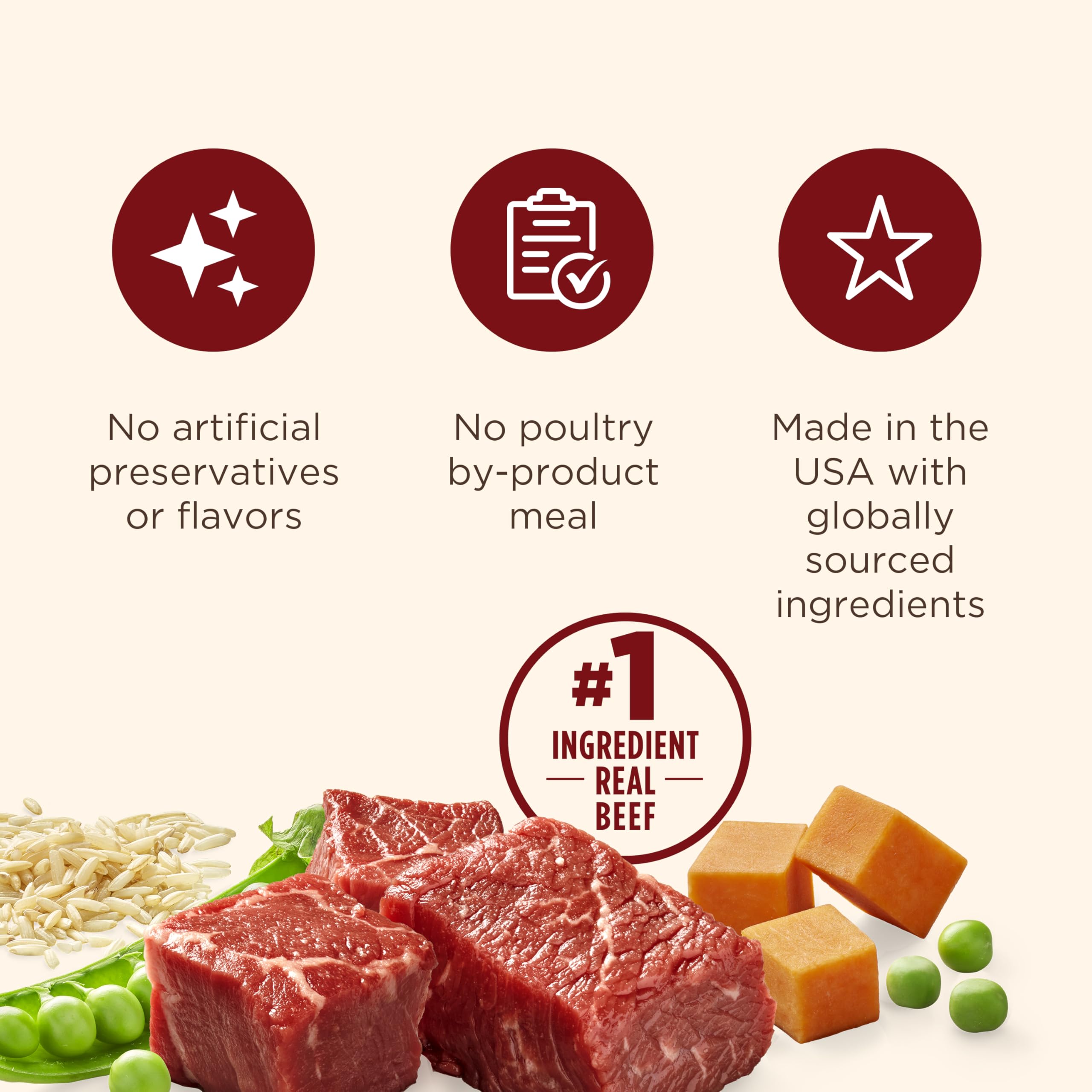 Nutrish omega-3 y antioxidantes para la salud general del perro.