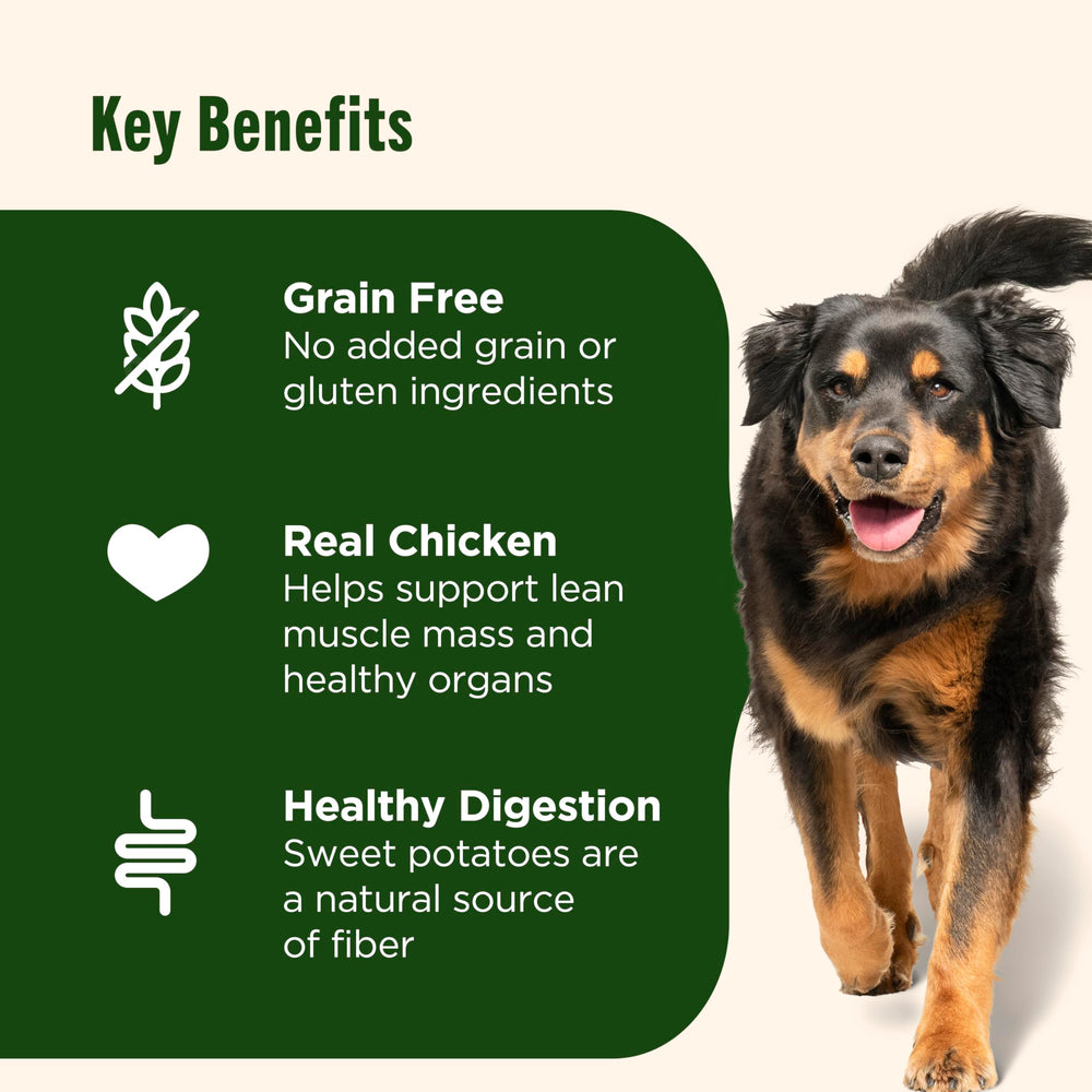 Nutrish patata dulce aporta fibra digestiva en croquetas caninas.