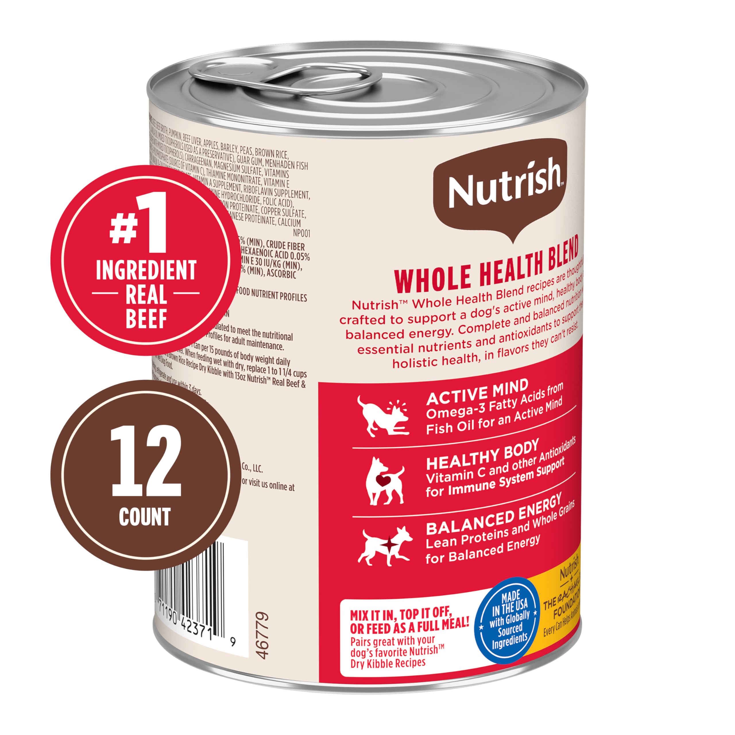 Nutrish paté con carne real e ingredientes sanos para perros.