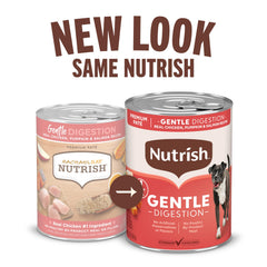 Nutrish paté con pollo real para perros adultos, fuente de proteína.