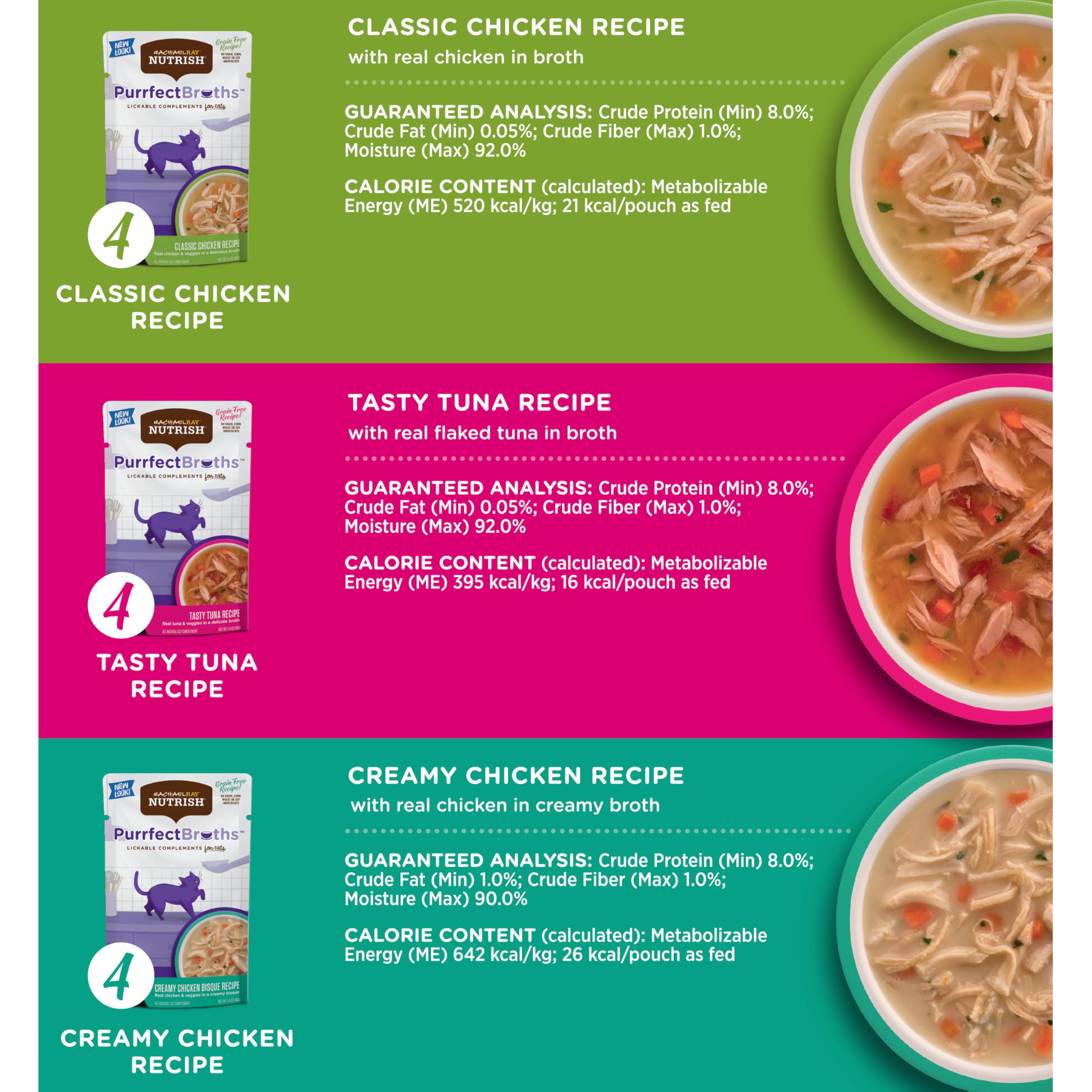 Nutrish Purrfect Broths bisque de pollo cremoso, textura suave para premiar entre comidas.