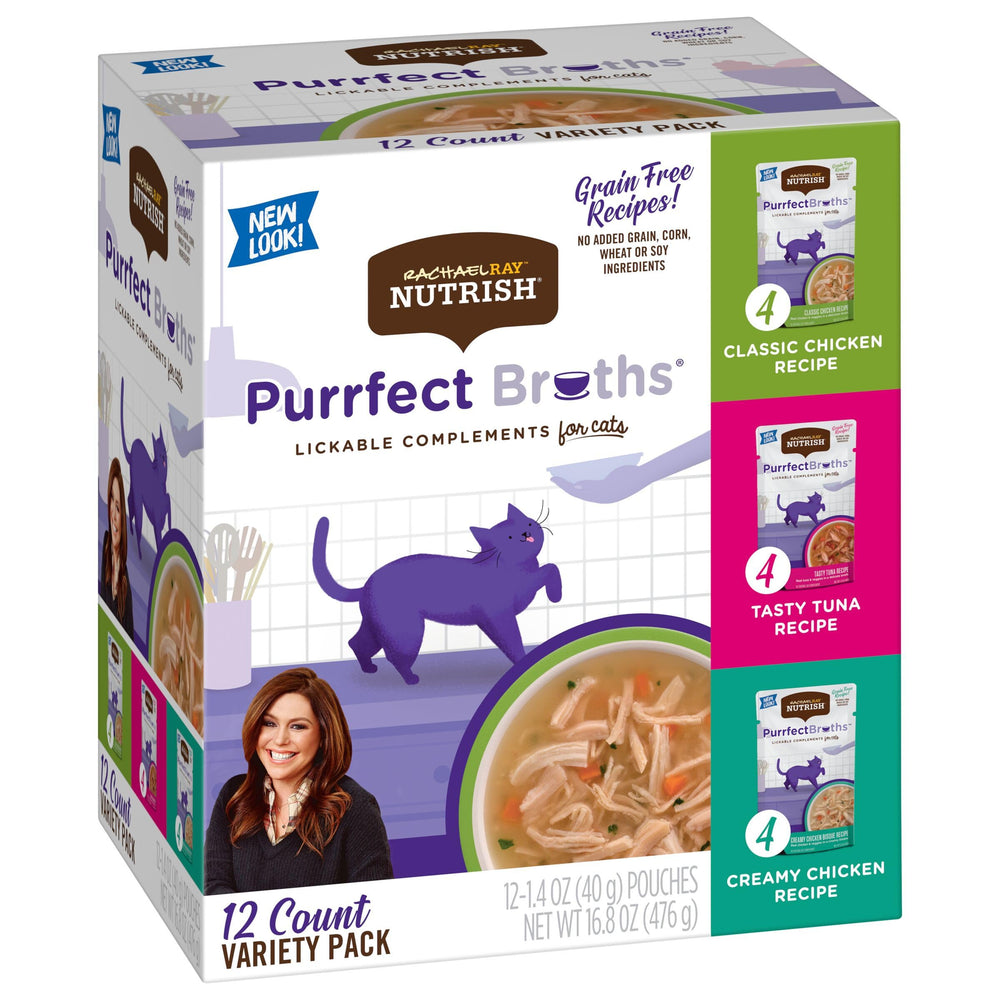 Nutrish Purrfect Broths extras de pollo y atún, opción conveniente para complementar comidas.