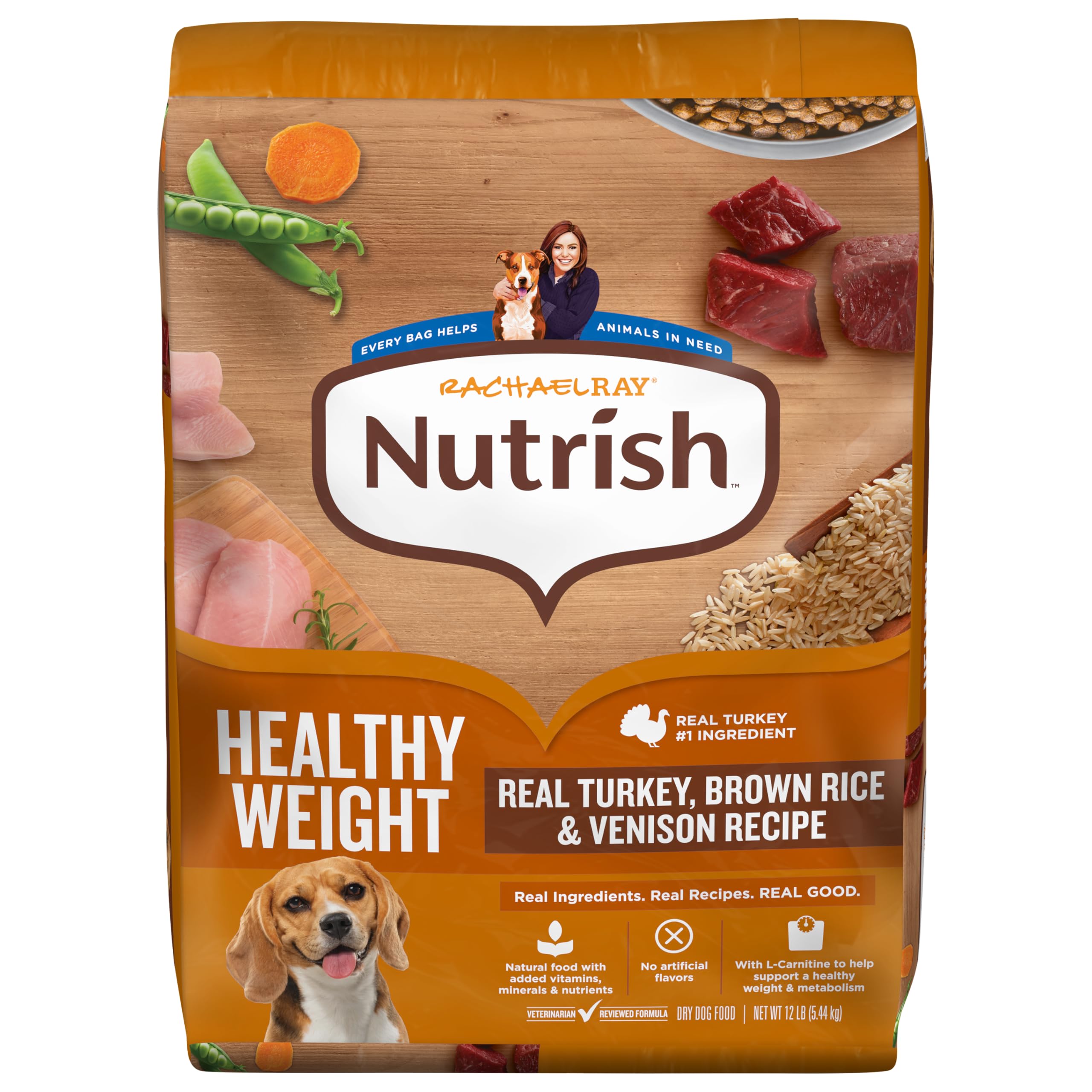 Nutrish Rachael Ray alimento para perro adulto con pavo real, sabor natural