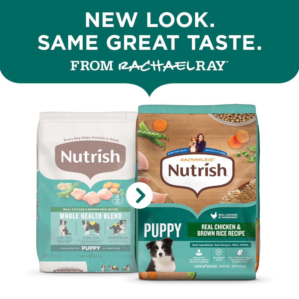 Nutrish Rachael Ray cachorros en tazón, croquetas listas para cada comida