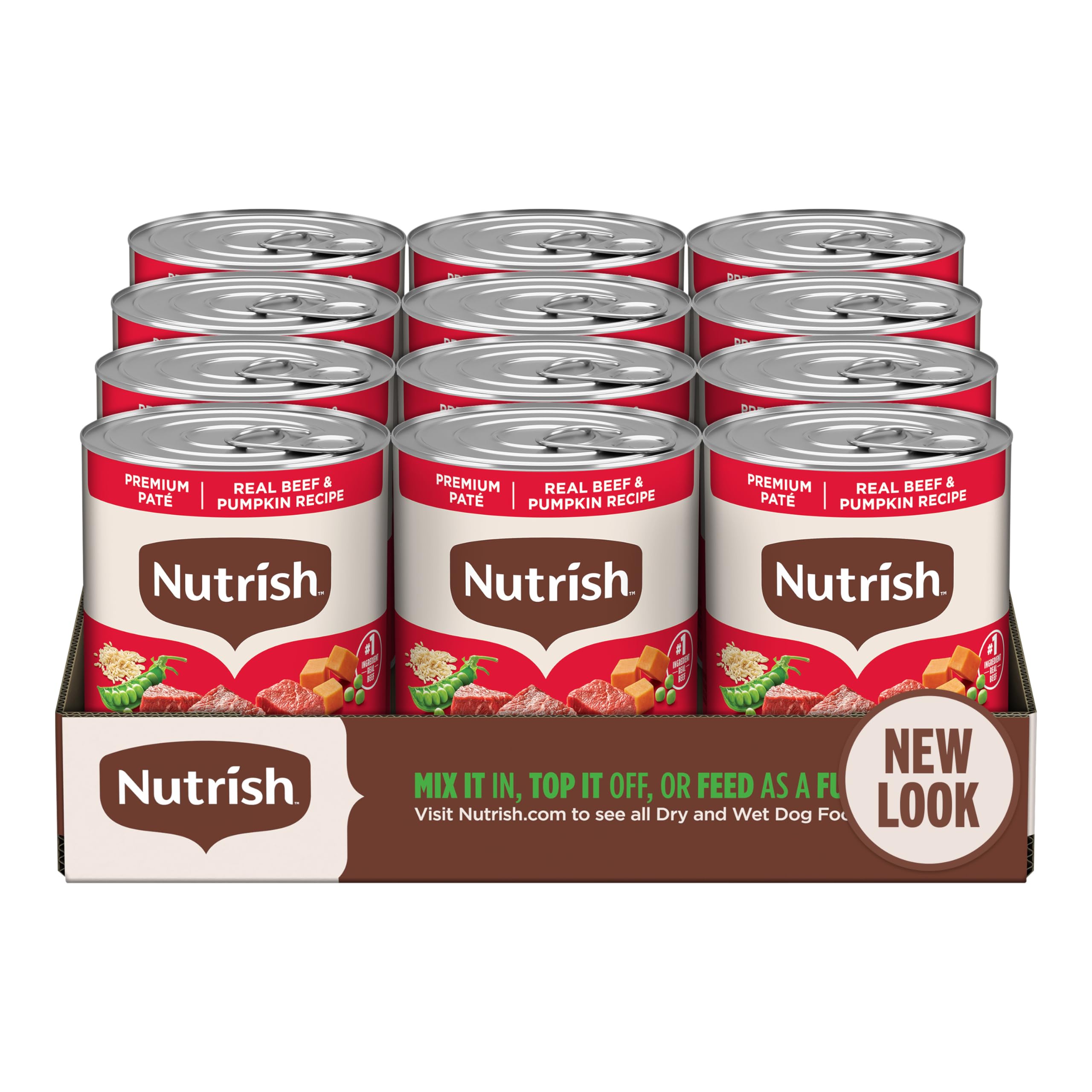 Nutrish carne real calabaza paté suave para perros.