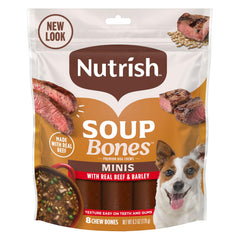 Nutrish Soup Bones Minis carne real y cebada en empaque para perros pequeños