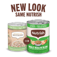 Nutrish trozos de pollo reales visibles en salsa, perfectos para la comida diaria.