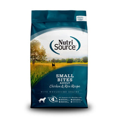 NutriSource croquetas pequeñas de pollo y arroz, ideal para comer diario fácil de masticar.