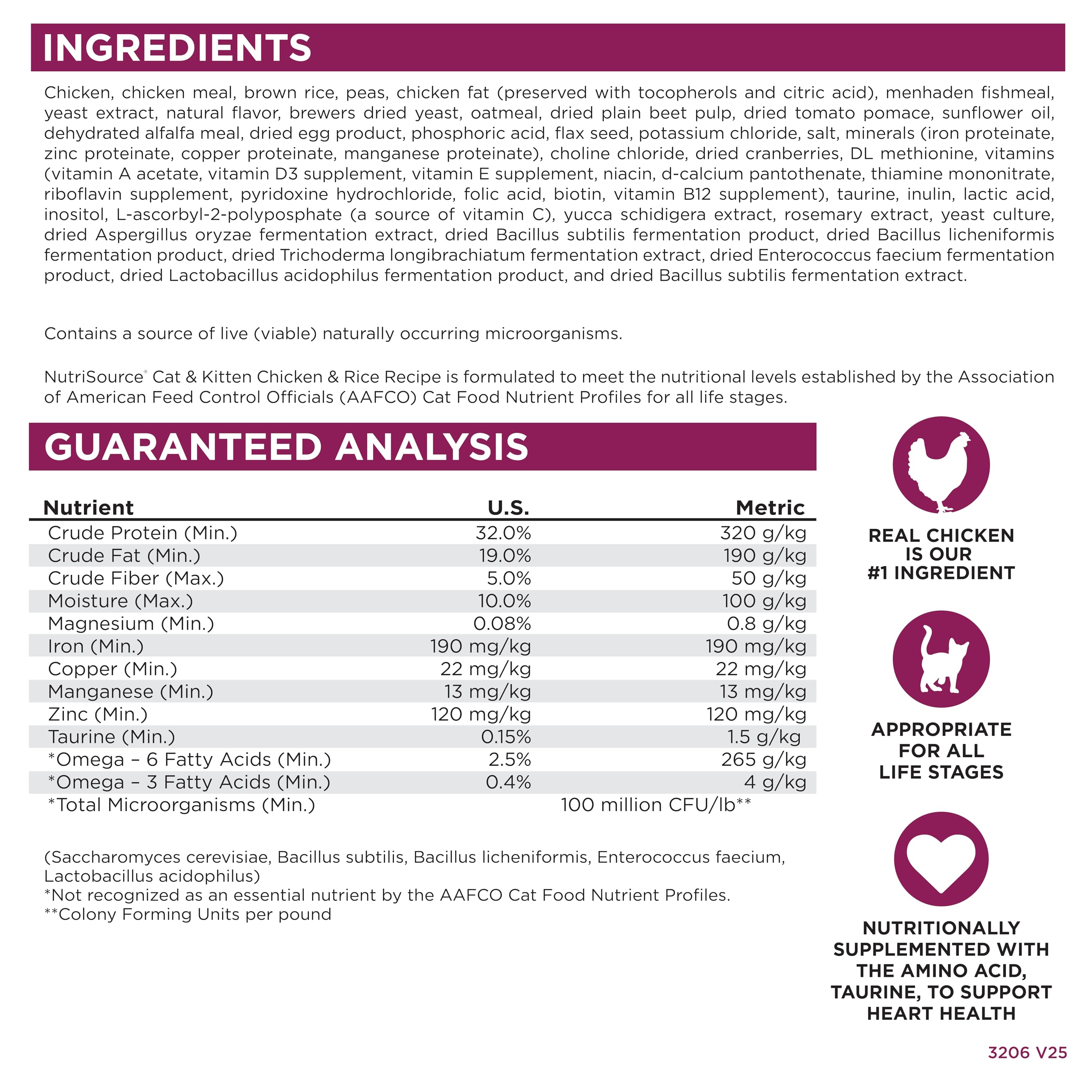 NutriSource etiqueta AAFCO: indica cumplimiento para todas las etapas de vida.