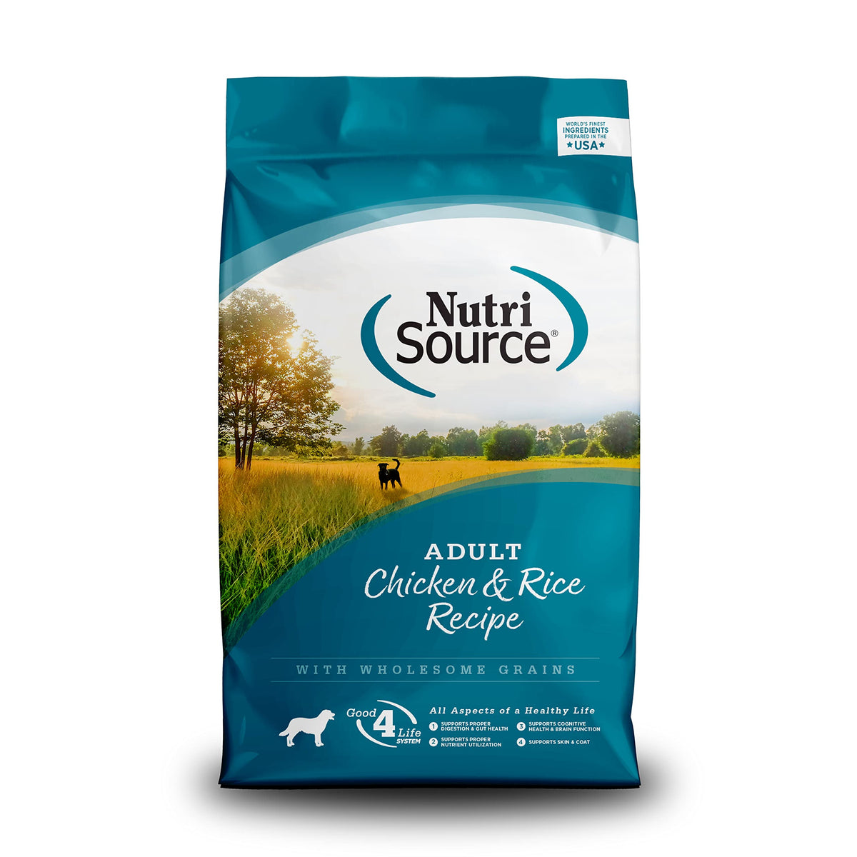 NutriSource perro seco pollo-arroz 12lb: alimento completo para perros de todas las edades.