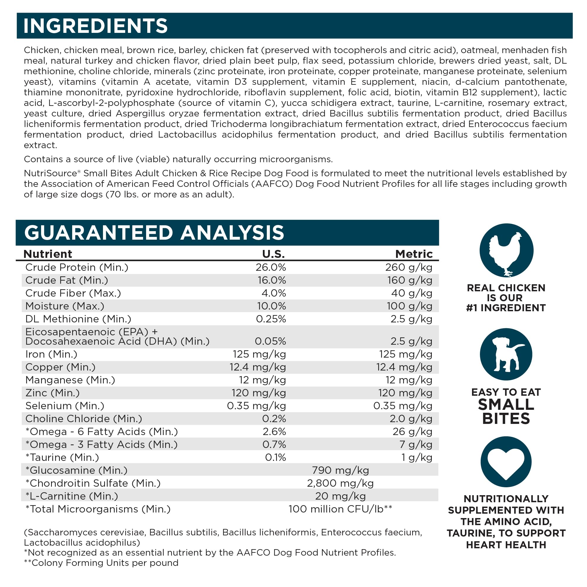 NutriSource porciones compactas fáciles de medir para comidas diarias.
