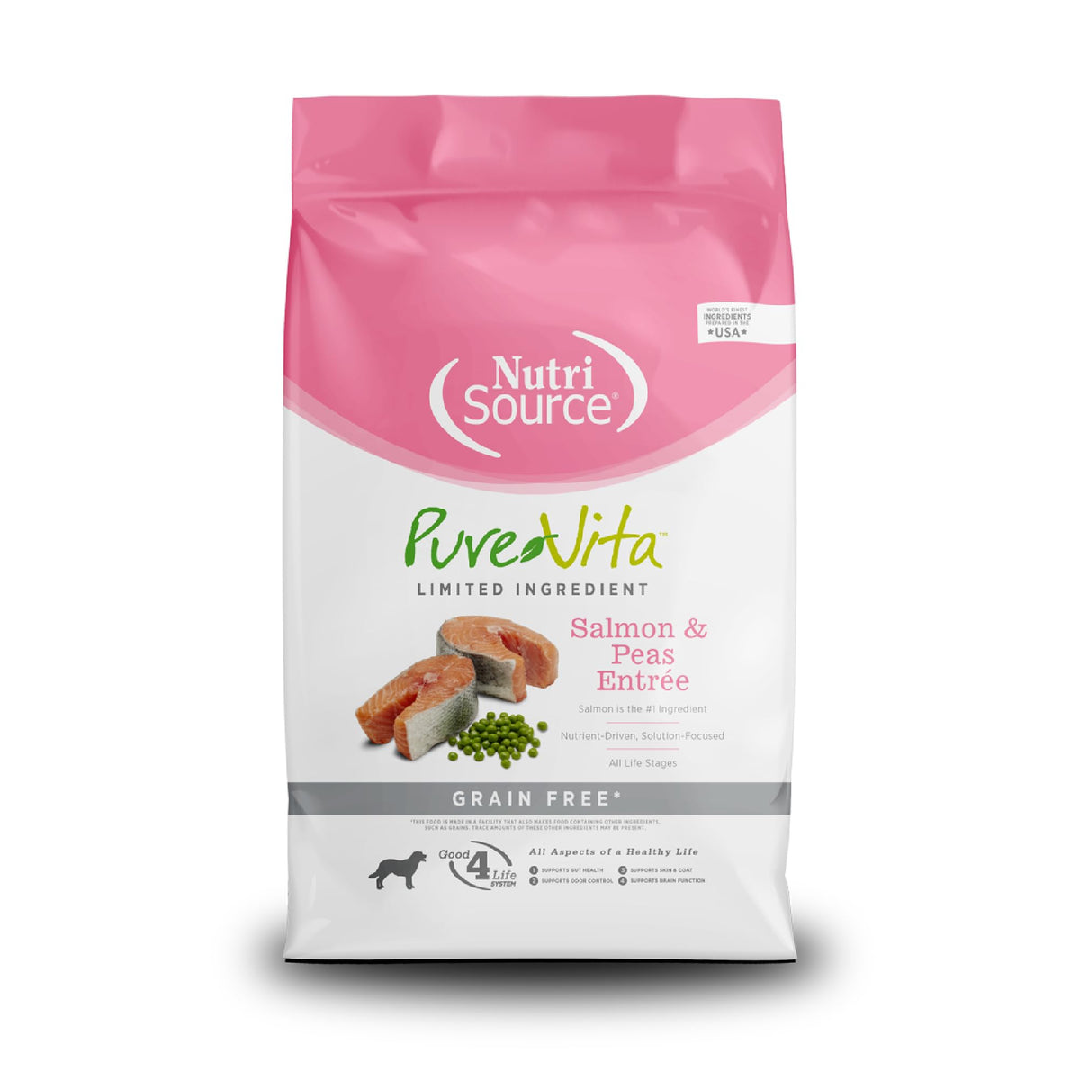 NutriSource Pure Vita con salmón y guisantes, bolsa de 12 lb para perros