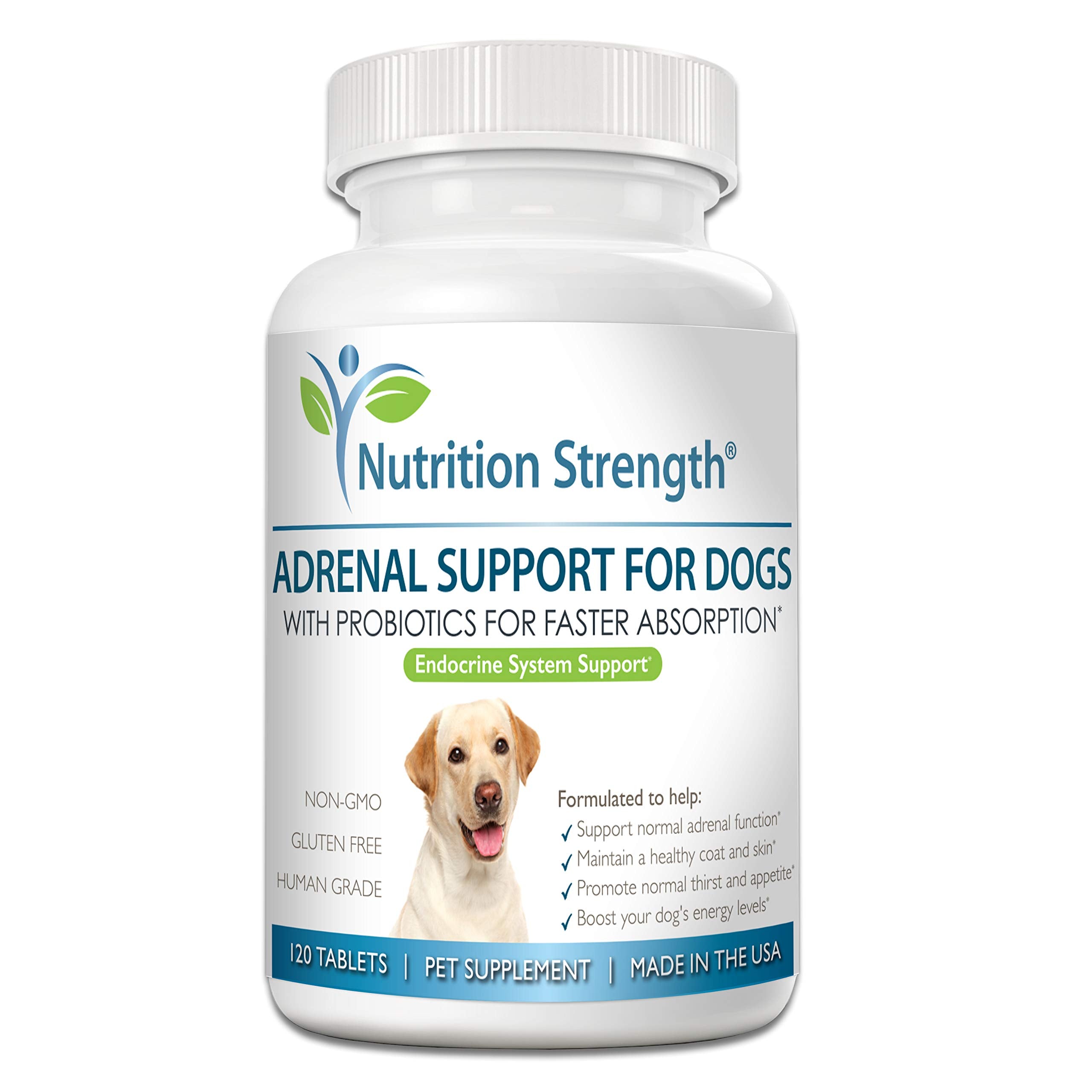 Tabletas masticables Nutrition Strength Adrenal Support para perros, posible mejora del pelaje.