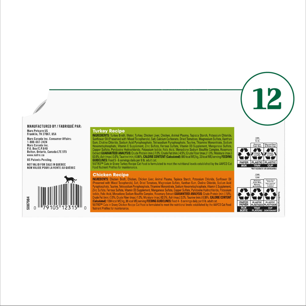 Nutro Perfect Portions pack de 12 unidades, opción diaria para gatos